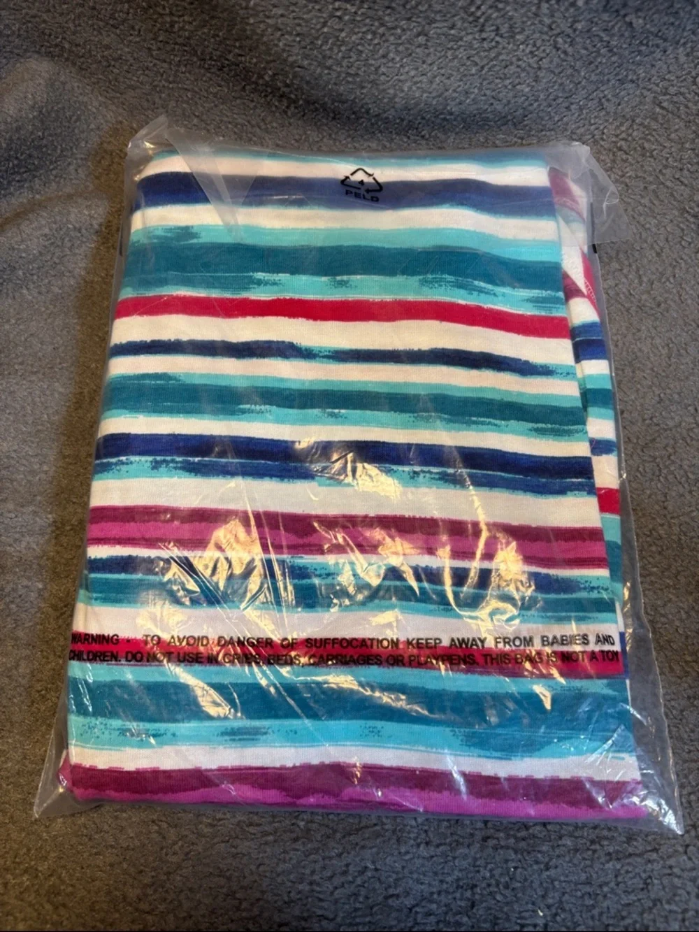 Woman Within Multicolor Striped Women’s Top - Blue, Teal, Pink, White - Picture 2 of 2